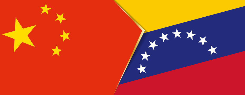 China and Venezuela flags, two vector flags.