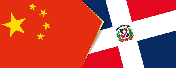 China and Dominican Republic flags, two vector flags.