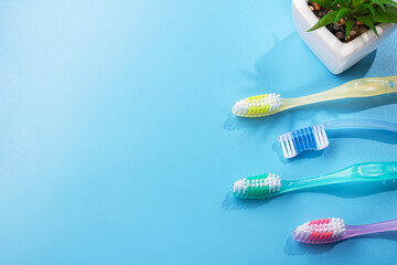 Set of 4 new plastic toothbrushes