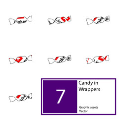 Haloween candy wrappers set vector