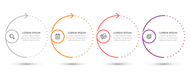 Thin line infographic template 4 options or steps. Can be used for workflow diagram, info chart, web design.