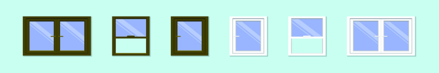 set of window cartoon icon design template with various models. vector illustration isolated on blue background