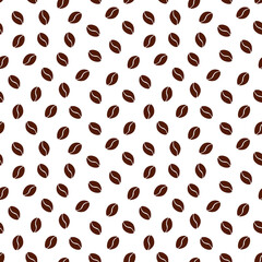 Vector coffee pattern. Coffee beans seamless pattern. Simple coffee pattern on a white background.