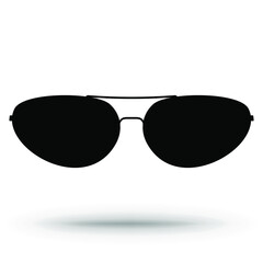 Sunglasses, isolated on white, vector icon. Black silhouette sunglasses.