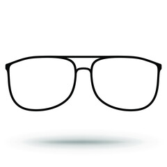 Fototapeta premium Sunglasses, isolated on white, vector icon. Black silhouette sunglasses.