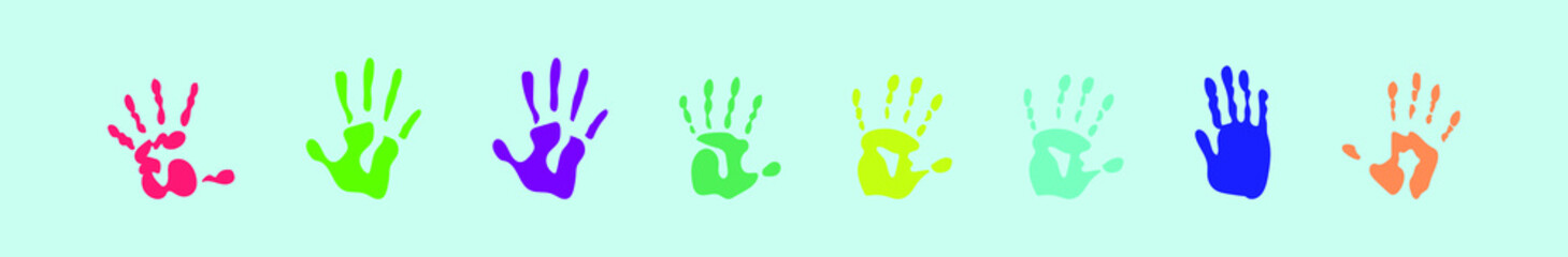 set of hand print cartoon icon design template with various models. vector illustration isolated on blue background