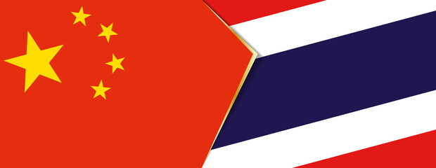 China and Thailand flags, two vector flags.