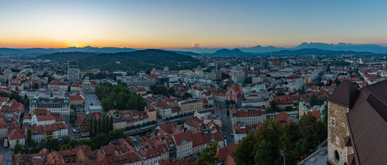 Obraz premium Ljubljana Sunset Panorama