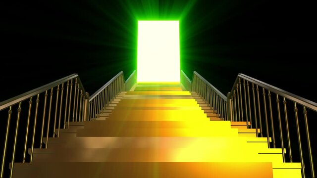 stair way gate steps shine door animation