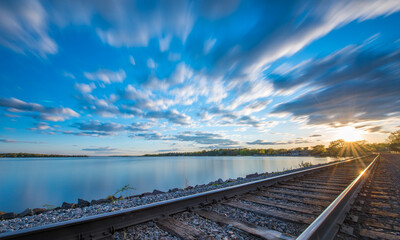 Obraz na płótnie Canvas Sunset on the Tracks