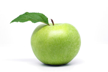 Green apple isolated on white background.Granny Smith.