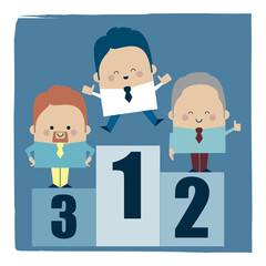podium businessmen - Kawaii cartoon character business illustration