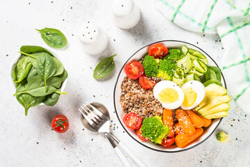 Buddha bowl with Buckwheat and vegetables.