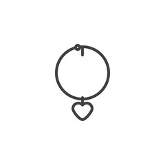 Necklace with heart shape pendant line icon. linear style sign for mobile concept and web design. Women's necklace outline vector icon. Symbol, logo illustration. Vector graphics