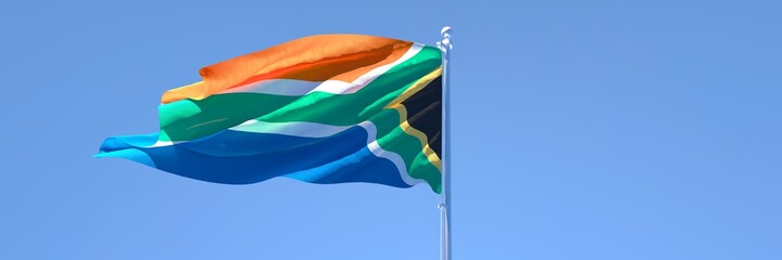 3D rendering of the national flag of South Africa waving in the wind