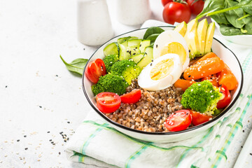 Buddha bowl with Buckwheat and vegetables.
