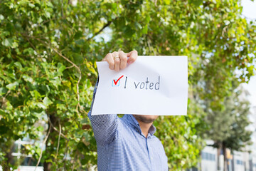 Activist calls to vote. President, constitution election. Active life position