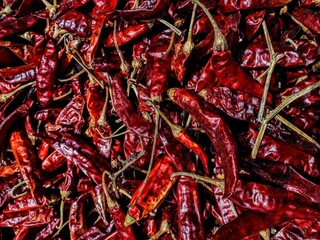 dried red hot chili peppers