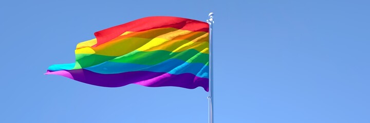 3D rendering of the flag of LGBT waving in the wind