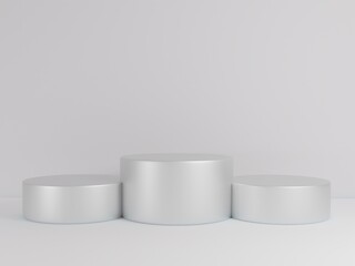 Scene with podium for mock up presentation in white color and minimalism style with copy space, 3d render abstract background