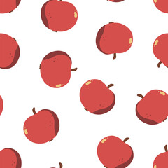 Seamless pattern of apples. Vector illustration on a white background.