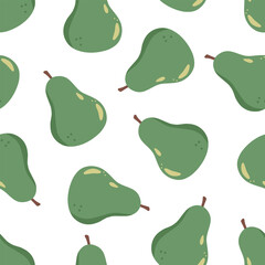 Seamless pattern of pears. Vector illustration on a white background.