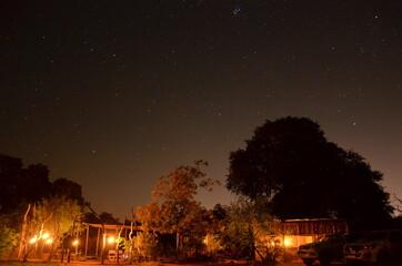 A sky full of stars over a bushcamp in the Krueger National Park in South Africa