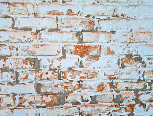 Texture of old white painted brick wall background.