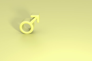 Background for compositions on astrological themes. Astrological symbol of the planet Mars. Yellow tones. 3D rendering. © Mikhail