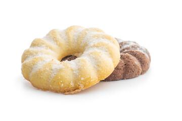 Sweet rings cookies. Biscuits with cocoa and vanilla flavor
