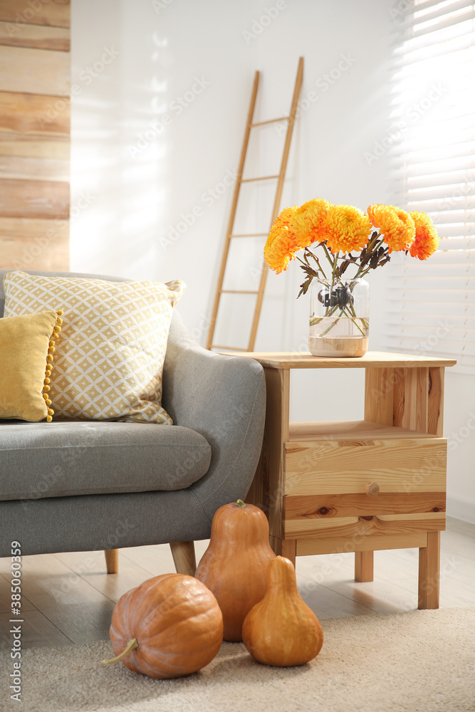 Sticker Cozy living room interior inspired by autumn colors