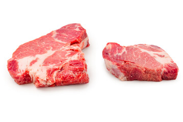Raw pork isolated on white background.