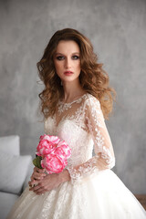 portrait of a bride with a bouquet