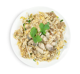 Chinese Oyster Omelette isolated on white background