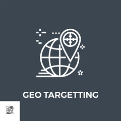 Geo Targetting Related Vector Thin Line Icon. Isolated on Black Background. Vector Illustration.