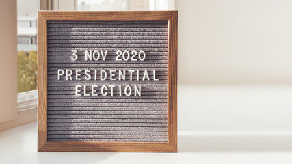 Announcement of USA Presidential Election at 3rd November 2020. Call to go to the vote. Letter...