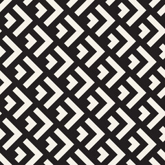 Vector seamless pattern. Repeating geometric black and white lines. Abstract lattice background design.
