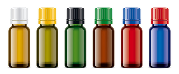 Colored Medical Bottles set. Transparent version. 

