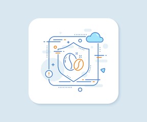 Coffee beans line icon. Abstract vector button. Hot cappuccino seed sign. Roasted seeds symbol. Coffee beans line icon. Protect shield concept. Vector