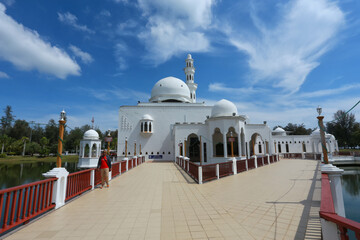 Malaysia, 1/1/2019: The Tengku Tengah Zaharah Mosque or the Floating Mosque is the first real...