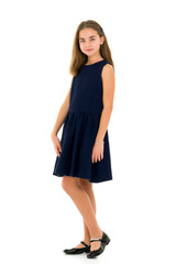 Little girl in an elegant dress.The concept of a happy childhood