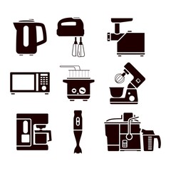 Set of Simple icons related to kitchen.
