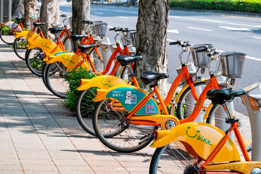 TAIWAN, TAIPEI - 5th Oct 2019, Ubike the popular sharing rental bicycle system