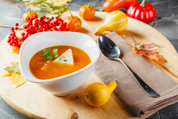 Pumpkin soup with cheese