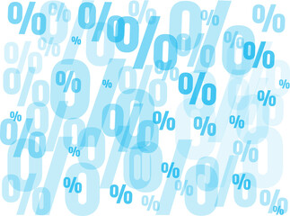Percent background with fly blue letters.