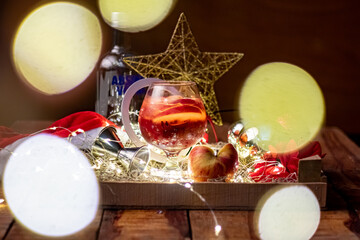 Drinks for Christmas with red color and lights