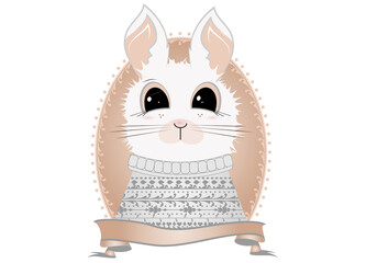 zauberhaftes Kaninchen Porträt mit Strickpullover