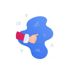 Christmas and new year winter symbol concept. Vector flat illustration. Santa claus hand in thumbs up gesture. Design element banner, poster, web holiday sale ad