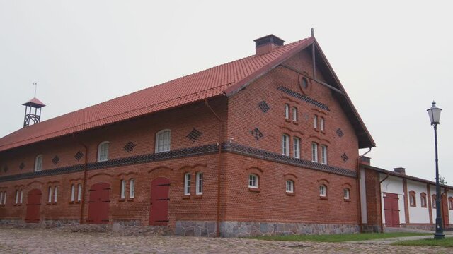 Former Cowshed Building in Hugo Scheu Manor in Silute, Lithuania.