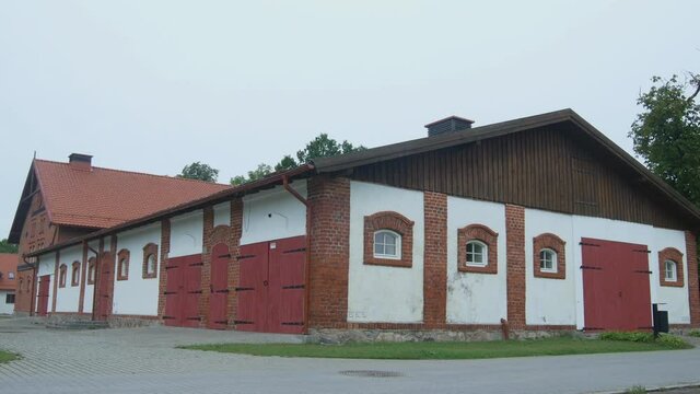 Former Stables Buildings in Hugo Scheu Manor in Silute, Lithuania.